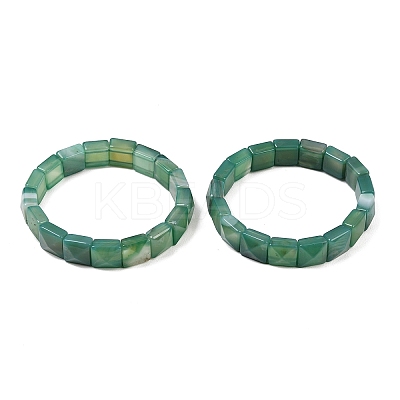 Natural Green Onyx Agate Beads Stretch Bracelets for Women Men BJEW-C097-06-14-1