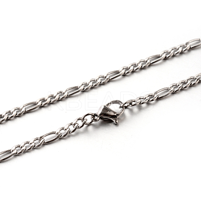 Tarnish Resistant 304 Stainless Steel Figaro Chain Necklaces STAS-M174-033P-1