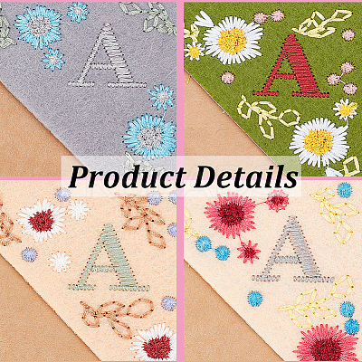 4Pcs 4 Style Letter A Felt Embroidery Corner Bookmarks FIND-GF0005-04-1