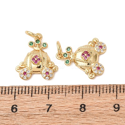 Brass Micro Pave Cubic Zirconia Charms KK-D019-24G-1