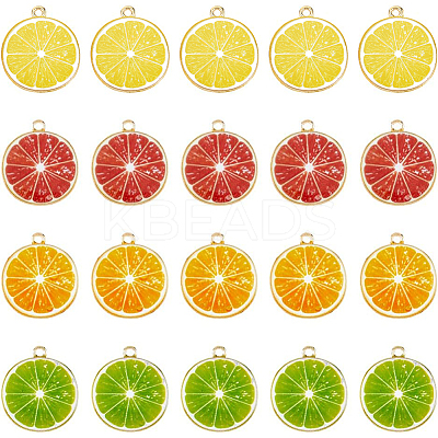 40Pcs 4 Colors Light Gold Alloy Enamel Pendants ENAM-DC0001-16-1