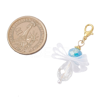 5Pcs Angel Glass & Acrylic Pendant Decorations HJEW-JM04180-03-1