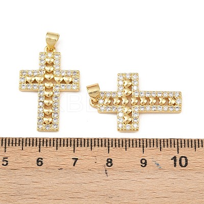 Brass Micro Pave Clear Cubic Zirconia Pendants KK-F919-32G-1