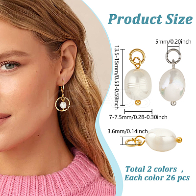 52Pcs 2 Colors Grade B Natural Cultured Freshwater Pearl Rice Charms PEAR-ME0001-04-1