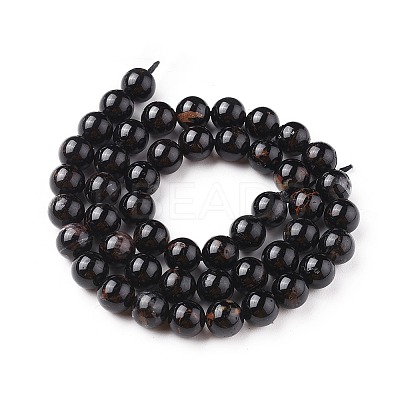 Natural Black Tourmaline Beads Strands G-F666-05-8mm-1