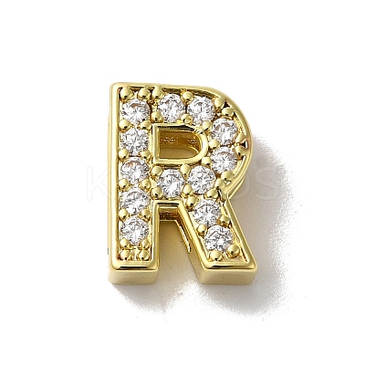 Brass Micro Pave Cubic Zirconia Beads KK-H487-25G-18-1