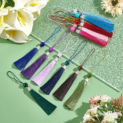 34Pcs 17 Colors Polyester Tassel Pendant Decorations AJEW-PH0004-33-1