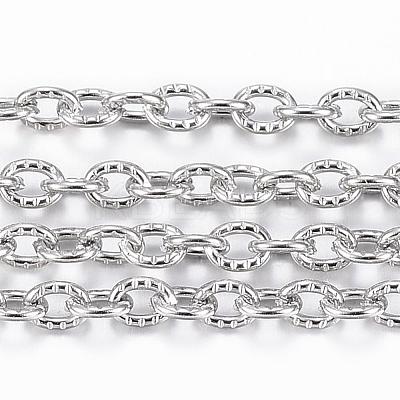 Tarnish Resistant 304 Stainless Steel Textured Cable Chains CHS-H012-01P-1