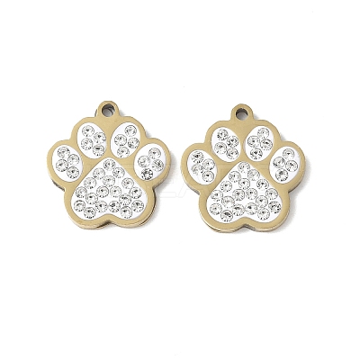 201 Stainless Steel Rhinestone Pendants STAS-V005-05G-02-1