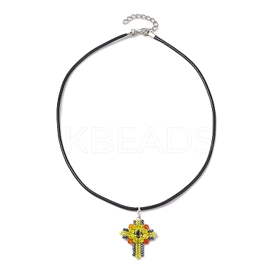 Transparent Electroplate Glass Pendant Necklaces NJEW-MZ00040-03-1