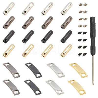 Rectangle Zinc Alloy Shoelace Charms & Cord Ends and Steel Slotted Screwdriver FIND-NB0005-75-1