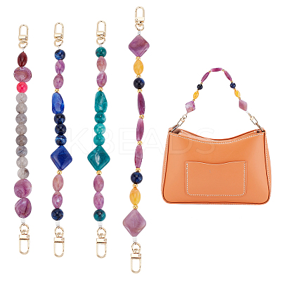 4Pcs 4 Style Resin Imitation Gemstone Beaded Bag Handles FIND-PH0009-46B-1