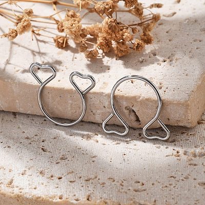304 Stainless Steel Heart Clip on Nose Rings AJEW-A062-01B-P-1