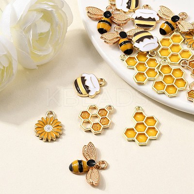 20Pcs 5 Styles Alloy Enamel Pendants ENAM-FP0002-57-1