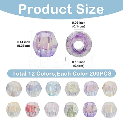 2400pcs 12 Colors Transparent Spray Painted Glass Beads EGLA-YW0005-29-1