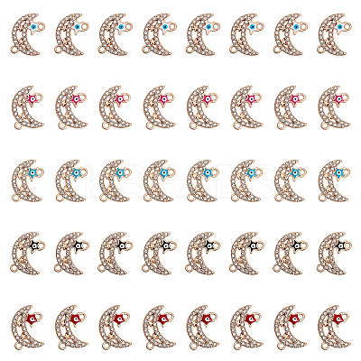 40Pcs 5 Colors Moon Alloy Enamel Connector Charms ENAM-CA0001-55-1