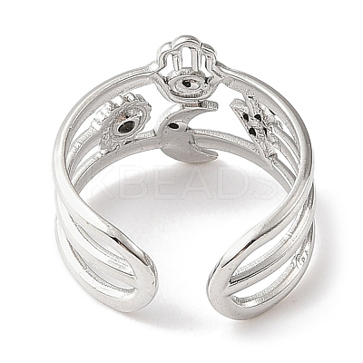 304 Stainless Steel Open Cuff Ring for Women RJEW-F166-01P-01-1