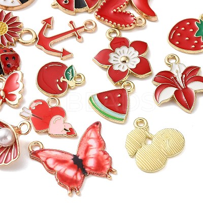 Red Alloy Enamel Pendants AL-CBADB2B-18G-1