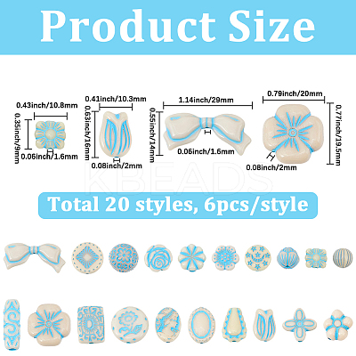 120Pcs 20 Styles Opaque Acrylic Enamel Beads OACR-SC0003-10-1