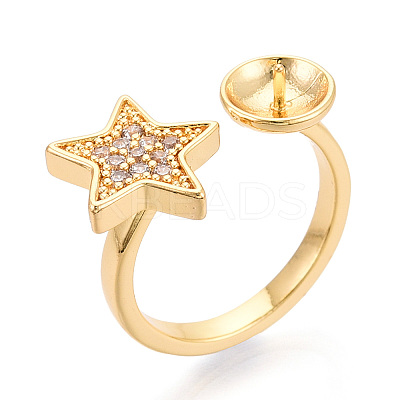 Star Brass Micro Pave Cubic Zirconia Cup Peg Ring Settings LS-KK-N274-06G-1