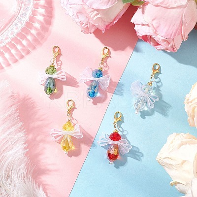 5Pcs Angel Glass & Acrylic Pendant Decorations HJEW-JM04180-04-1