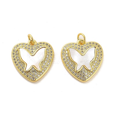 Brass Micro Pave Clear Cubic Zirconia Pendants KK-K365-04H-G-1