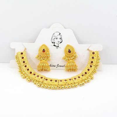 Teardrop Ethnic Style Alloy Rhinestone Bib Necklaces & Dangle Earrings Sets FS-WG1CE2C-01-1