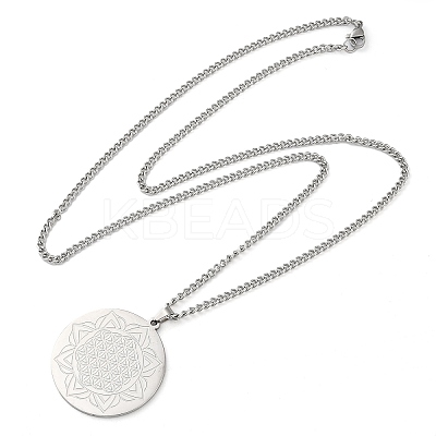 Non-Tarnish 304 Stainlessa Steel Curb Chain Pendant Necklaces NJEW-H034-03P-1