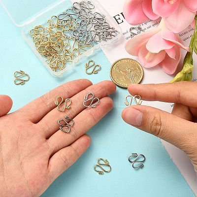 50Pcs 2 Colors 304 Stainless Steel Hook Clasps STAS-CJ0002-12-1
