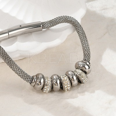 304 Stainless Steel Mesh Chain Bracetls for Women BJEW-Z087-16P-1
