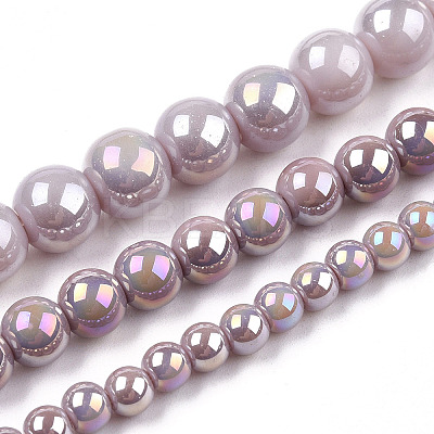 Electroplate Opaque Glass Beads Strands GLAA-T032-P6mm-AB07-1
