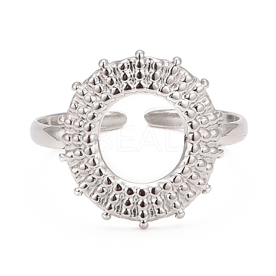 Non-Tarnish 304 Stainless Steel Donut Open Cuff Ring for Women RJEW-C025-21P-1
