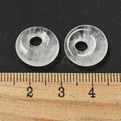 Natural Quartz Crystal Rock Crystal Donut/Pi Disc Charms G-G142-02U-1