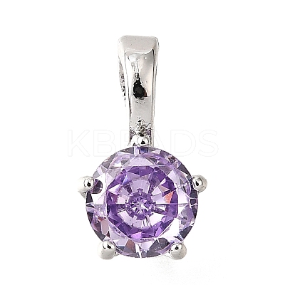 Brass Micro Pave Cubic Zirconia Charms KK-D356-05F-P-1