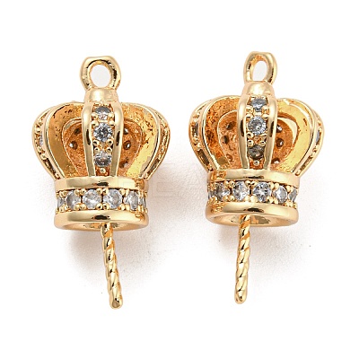 Brass Micro Cubic Zirconia Pendants Bails KK-Q789-16G-1