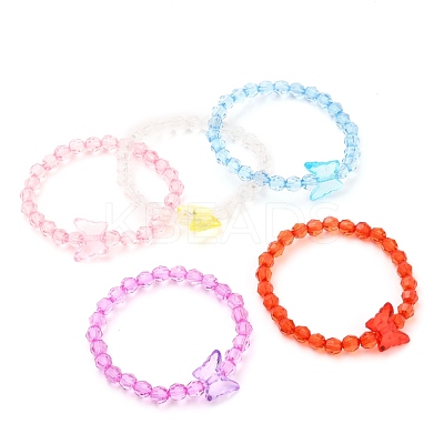 Transparent Acrylic Beads Kids Bracelets BJEW-JB05537-1
