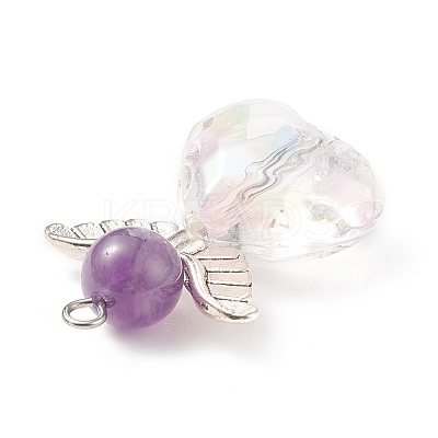 Natural Amethyst AB Color Acrylic Pendants PALLOY-TA00001-01-1