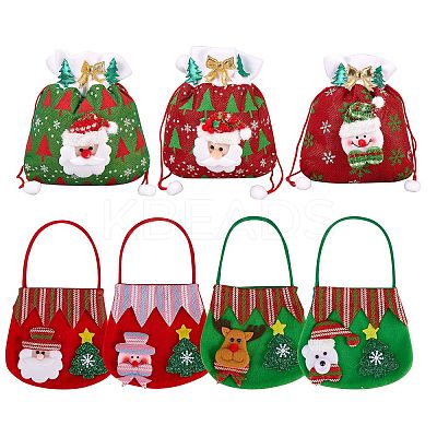 7Pcs 7 Style Christmas Non-woven Fabrics Candy Bags Decorations ABAG-SZ0001-16-1