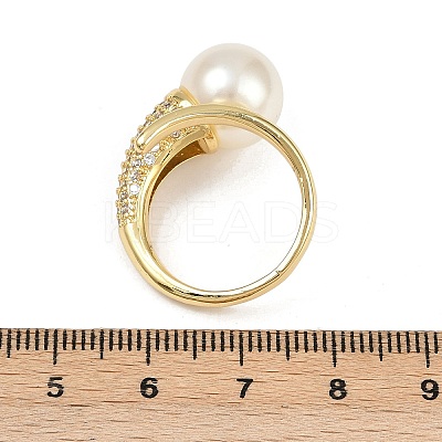 Brass Micro Pave Cubic Zirconia Cuff Rings for Women RJEW-F186-01G-1