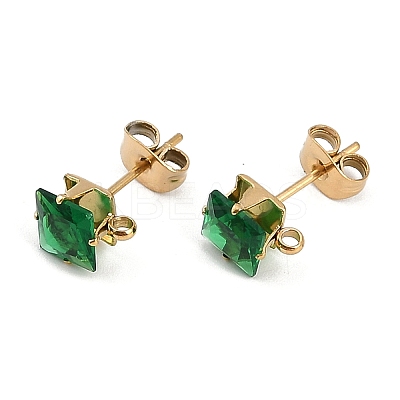 Ion Plating(IP) 304 Stainless Steel Cubic Zirconia Stud Earring Findings STAS-P373-06C-1