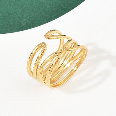 304 Stainless Steel Adjustable Open Cuff Rings for Women LS-RJEW-K299-02G-1