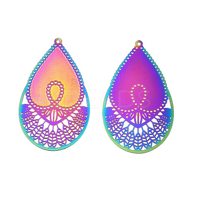 Ion Plating(IP) 304 Stainless Steel Filigree Pendants X-STAS-S118-088-1
