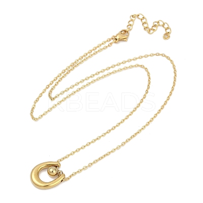 304 Stainless Steel U-shaped with Ball Pendant Necklaces NJEW-V004-01G-1