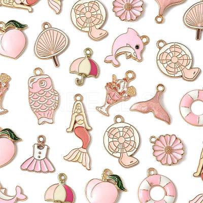 48Pcs 12 Styles Alloy Enamel Pendants ENAM-FS0003-50-1