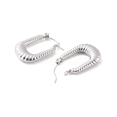 Non-Tarnish 304 Stainless Steel Rectangle Hoop Earrings EJEW-P198-01P-1
