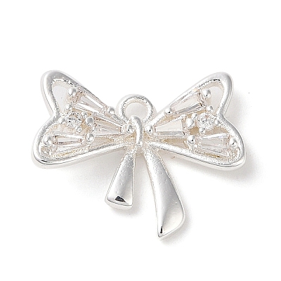Brass Micro Pave Clear Cubic Zirconia Charms KK-G491-20C-S-1