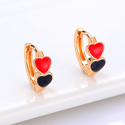 Fashionable Heart Brass Hoop Earrings SE4766-1