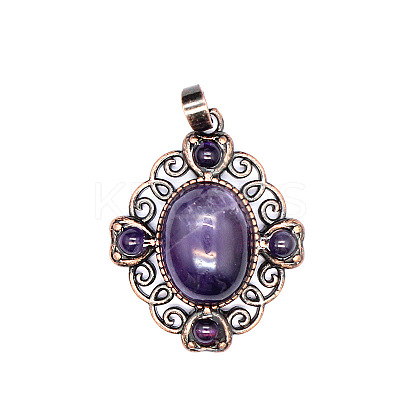 Retro Hollow Natural Amethyst Pendants PW-WG7B8C5-09-1