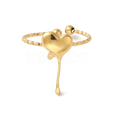 Ion Plating(IP) 304 Stainless Steel Heart Open Cuff Rings for Women LS-RJEW-H136-03G-1