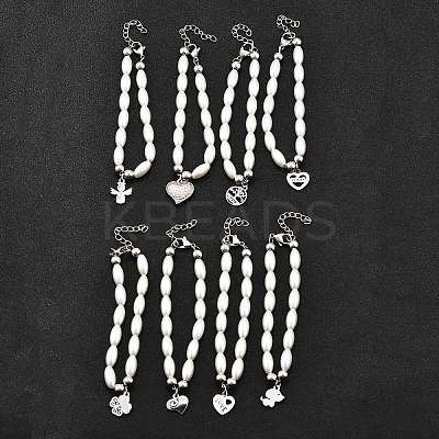 304 Stainless Steel Charm Bracelets for Women BJEW-C098-14P-1